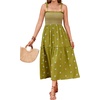 image:imageRVivimos Womens Floral Embroidered Spaghetti Strap DressOlive Green