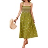 image:imageRVivimos Womens Floral Embroidered Spaghetti Strap DressOlive Green