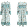 image:imageRVivimos Womens Long Sleeve Floral V Neck Bohemian Midi DressBlueturquoise