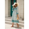 image:imageRVivimos Womens Long Sleeve Floral V Neck Bohemian Midi DressBlueturquoise