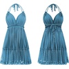 image:imageRVivimos Womens Summer Halter Deep V Neck Mini Short DressBlue