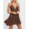 image:imageRVivimos Womens Summer Halter Deep V Neck Mini Short DressBrown