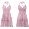 image:imageRVivimos Womens Summer Halter Deep V Neck Mini Short DressDusty Pink