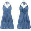 image:imageRVivimos Womens Summer Halter Deep V Neck Mini Short DressHaze Blue