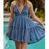 image:imageRVivimos Womens Summer Halter Deep V Neck Mini Short DressHaze Blue