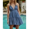 image:imageRVivimos Womens Summer Halter Deep V Neck Mini Short DressHaze Blue