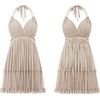 image:imageRVivimos Womens Summer Halter Deep V Neck Mini Short DressKhaki