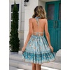 image:imageRVivimos Womens Summer Halter Deep V Neck Mini Short DressLightbluefloral