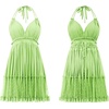 image:imageRVivimos Womens Summer Halter Deep V Neck Mini Short DressLime