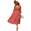 image:imageRVivimos Womens Fall Casual V Neck ALine Flowy Midi DressOrange