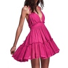 image:imageRVivimos Womens Summer Halter Deep V Neck Mini Short DressFuchsia