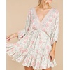 image:imageRVivimos Womens 34 Sleeve Floral Print Swing Mini DressBeige