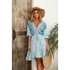 image:imageRVivimos Womens 34 Sleeve Floral Print Swing Mini DressBlueturquoise