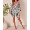 image:imageRVivimos Womens 34 Sleeve Floral Print Swing Mini DressLight Green