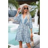 image:imageRVivimos Womens 34 Sleeve Floral Print Swing Mini DressLightblue
