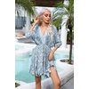 image:imageRVivimos Womens 34 Sleeve Floral Print Swing Mini DressLightblue