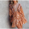 image:imageRVivimos Womens 34 Sleeve Floral Print Swing Mini DressOrange