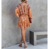image:imageRVivimos Womens 34 Sleeve Floral Print Swing Mini DressOrange