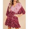 image:imageRVivimos Womens 34 Sleeve Floral Print Swing Mini DressRed