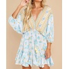image:imageRVivimos Womens 34 Sleeve Floral Print Swing Mini DressSkyblue