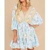 image:imageRVivimos Womens 34 Sleeve Floral Print Swing Mini DressSkyblue