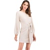 image:imageRVivimos Womens Fall Elegant Tie Waist Sweater Mini DressBeige
