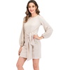 image:imageRVivimos Womens Fall Elegant Tie Waist Sweater Mini DressBeige