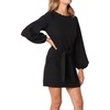 image:imageRVivimos Womens Fall Elegant Tie Waist Sweater Mini DressBlack