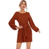 image:imageRVivimos Womens Fall Elegant Tie Waist Sweater Mini DressBurnt Orange