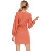 image:imageRVivimos Womens Fall Elegant Tie Waist Sweater Mini DressCoral