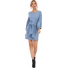 image:imageRVivimos Womens Fall Elegant Tie Waist Sweater Mini DressCyan Blue