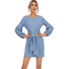 image:imageRVivimos Womens Fall Elegant Tie Waist Sweater Mini DressCyan Blue