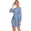 image:imageRVivimos Womens Fall Elegant Tie Waist Sweater Mini DressCyan Blue