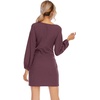 image:imageRVivimos Womens Fall Elegant Tie Waist Sweater Mini DressDark Orchid