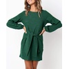 image:imageRVivimos Womens Fall Elegant Tie Waist Sweater Mini DressGreen