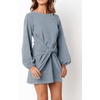 image:imageRVivimos Womens Fall Elegant Tie Waist Sweater Mini DressHaze Blue