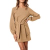 image:imageRVivimos Womens Fall Elegant Tie Waist Sweater Mini DressKhaki