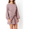 image:imageRVivimos Womens Fall Elegant Tie Waist Sweater Mini DressLight Violet