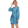 image:imageRVivimos Womens Fall Elegant Tie Waist Sweater Mini DressLightblue