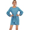 image:imageRVivimos Womens Fall Elegant Tie Waist Sweater Mini DressLightblue