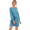 image:imageRVivimos Womens Fall Elegant Tie Waist Sweater Mini DressLightblue