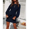 image:imageRVivimos Womens Fall Elegant Tie Waist Sweater Mini DressNavy Blue