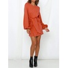 image:imageRVivimos Womens Fall Elegant Tie Waist Sweater Mini DressOrange