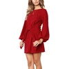 image:imageRVivimos Womens Fall Elegant Tie Waist Sweater Mini DressRed