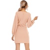 image:imageRVivimos Womens Fall Elegant Tie Waist Sweater Mini DressSalmon