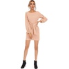 image:imageRVivimos Womens Fall Elegant Tie Waist Sweater Mini DressSalmon