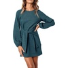 image:imageRVivimos Womens Fall Elegant Tie Waist Sweater Mini DressTeal