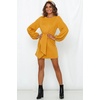 image:imageRVivimos Womens Fall Elegant Tie Waist Sweater Mini DressYellow