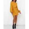 image:imageRVivimos Womens Fall Elegant Tie Waist Sweater Mini DressYellow