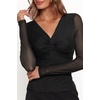 image:imageRVivimos Womens Mesh Going Out Tops Fitted Long Sleeve BlouseBlack